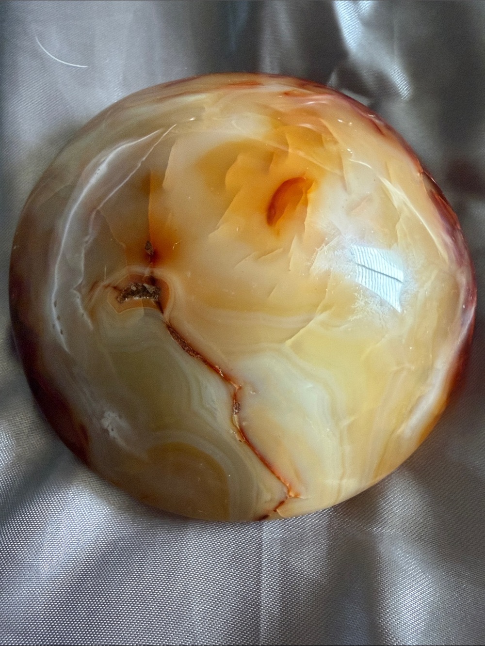 Polished Carnelian/Agate Display Sphere - Warm Honey Tones